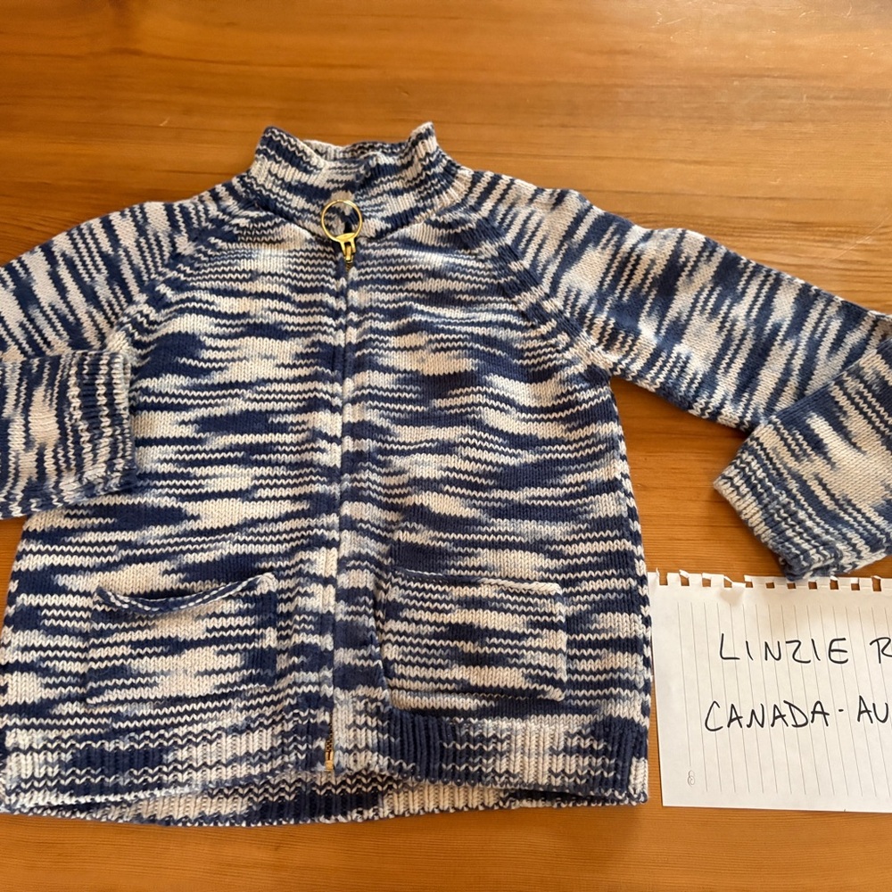 Misha And Puff Navy kids zip cardigan